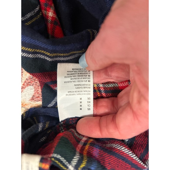 American Eagle Medium Women Boyfriend Fit‎ Amazingly Soft plaid flannel red blue - Picture 8 of 8